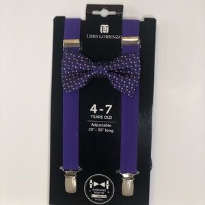 lorenzo Purple Bow Tie and Suspender Set